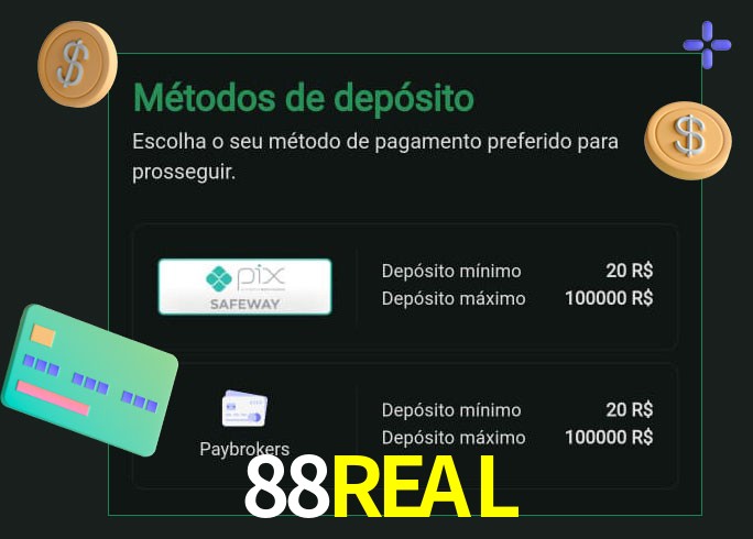 O cassino 88REALbet oferece uma grande variedade de métodos de pagamento